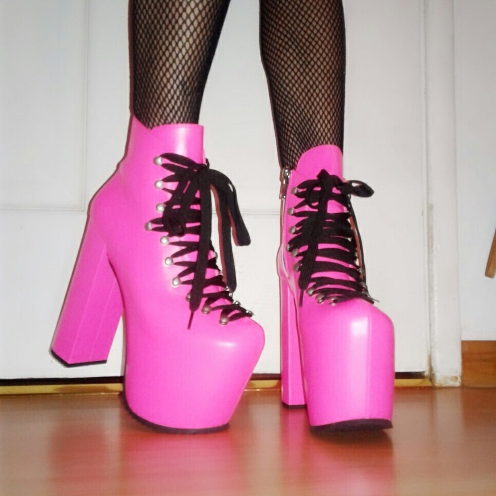 Hot Pink Platform Booties - Picture 2 of 4